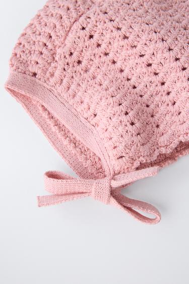 CROCHET KNIT BONNET - Mid-pink by Zara - Image 1