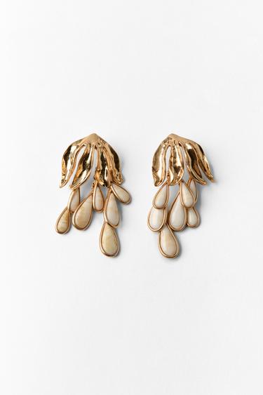 Zara METALLIC TEARDROP EARRINGS - Golden