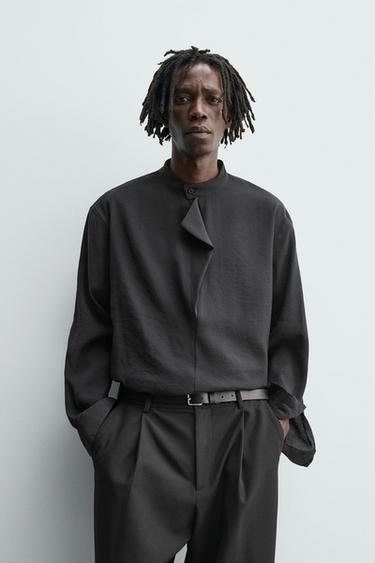 РУБАШКА-ПОЛО СТРУЯЩЕГОСЯ ПОКРОЯ — ЧЕРНЫЙ от Zara