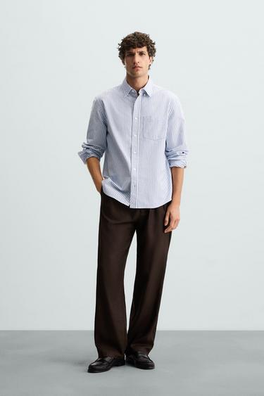 TEXTURED OXFORD SHIRT - White / Sky blue by Zara - Image 0