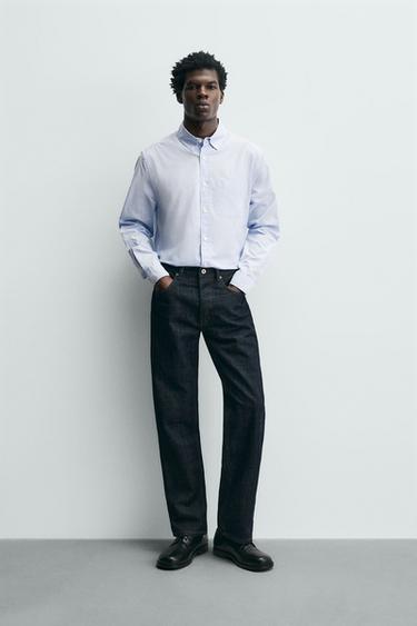 TEXTURED OXFORD SHIRT - Blue/White by Zara