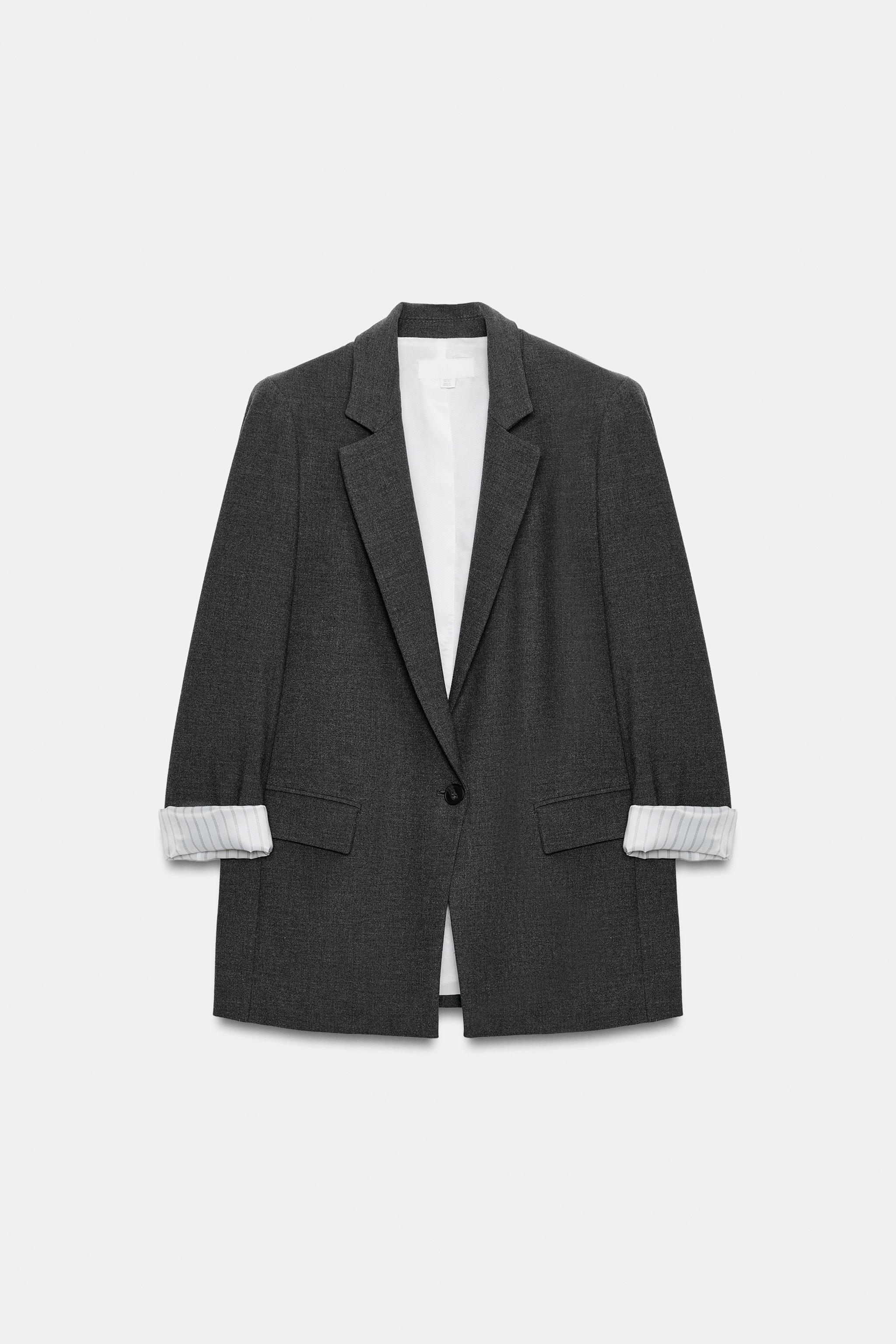 Zara VATKALI VE DESENLİ MANŞETLİ BLAZER görsel 7
