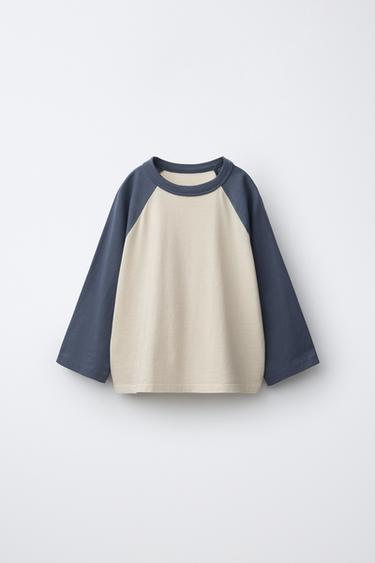 CAMISETA MANGA RANGLÁN - Crudo / Azul de Zara - Imagen 0