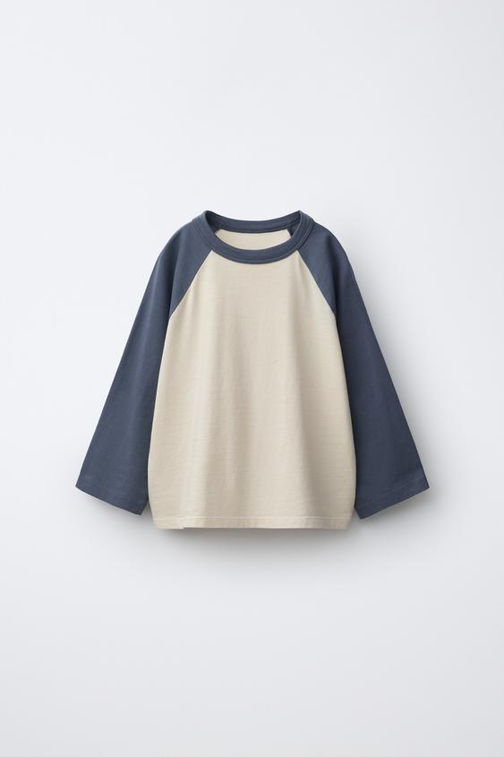 RAGLANRÄRMEL-SHIRT - Cremefarben / Blau von Zara - Bild 0