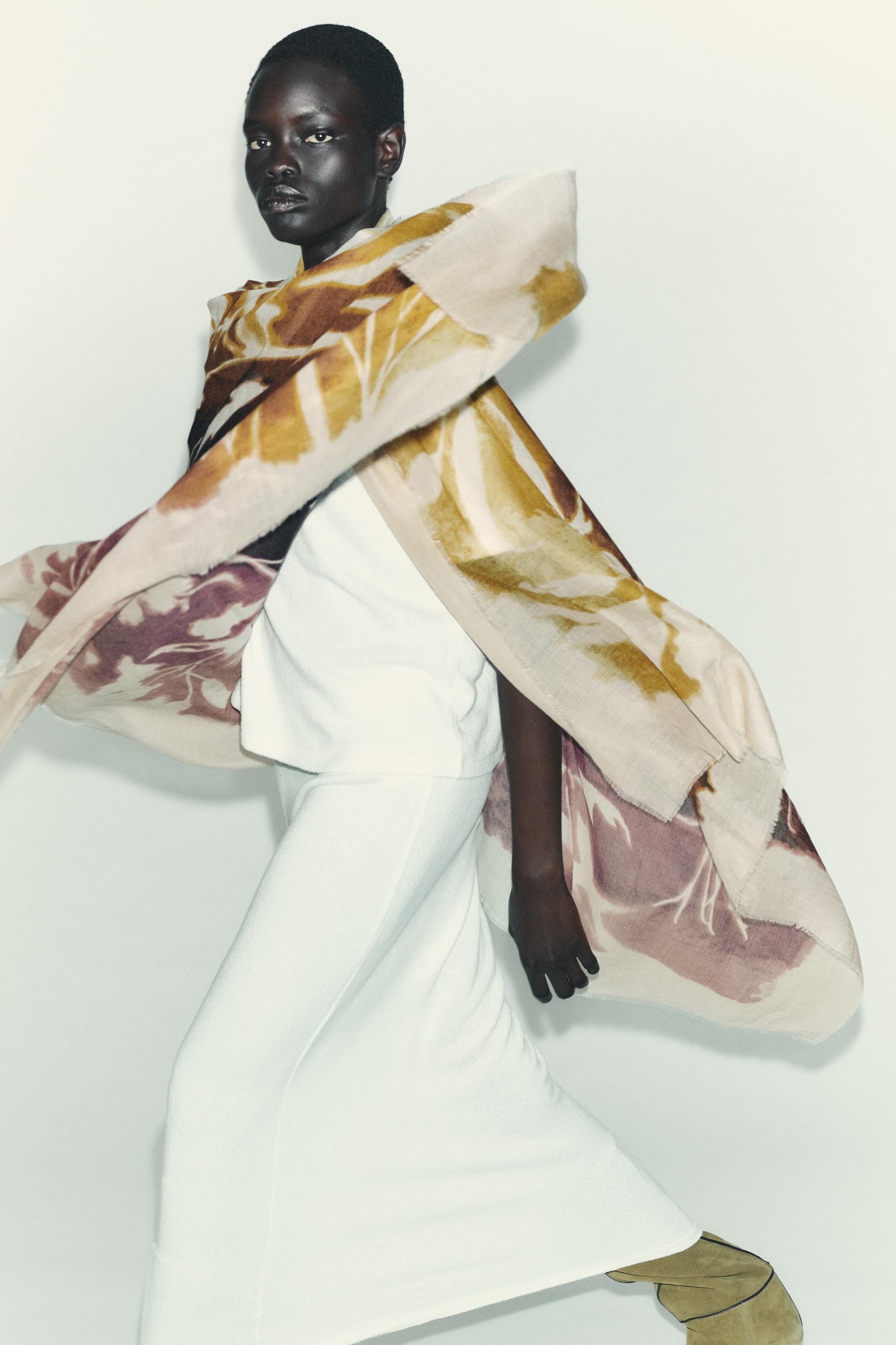 FLORAL PRINT SCARF - Ecru | ZARA United States