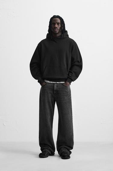 ベーシックフード付きスウェットシャツブラックZaraのベーシックフード付きスウェットシャツ - ブラック 