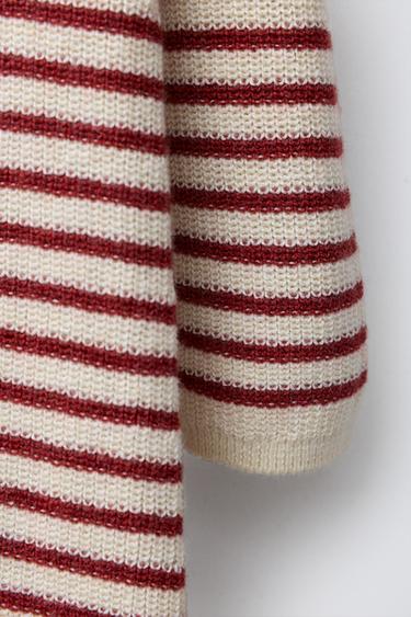 KNIT STRIPED JUMPSUIT WITH EMBROIDERED TREE - Burgundy by Zara - Image 3