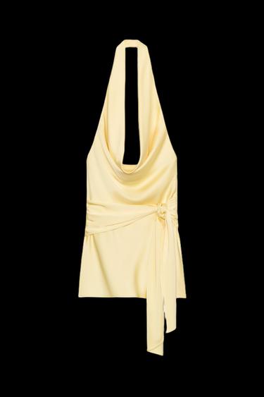VESTIDO MINI SATINADO FAJÍN - Amarillo de Zara