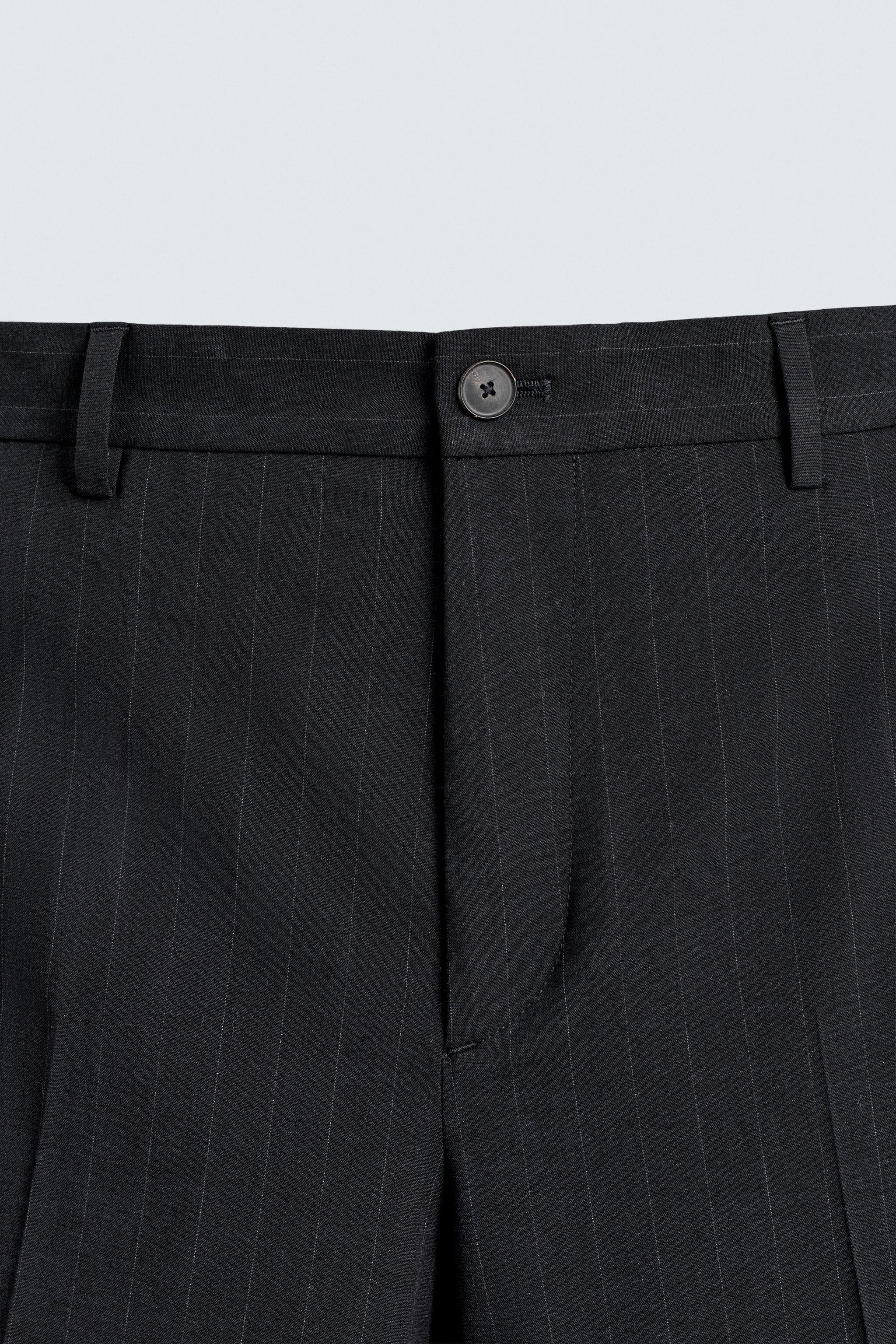 PINSTRIPE SUIT PANTS - Dark navy | ZARA United States