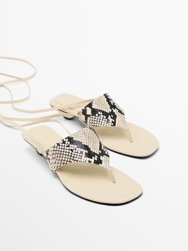 Sandalia animal print atada - Multicolor de Zara