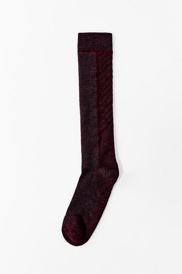 CALCETINES CON LANA SKI COLLECTION - Burgundy de Zara