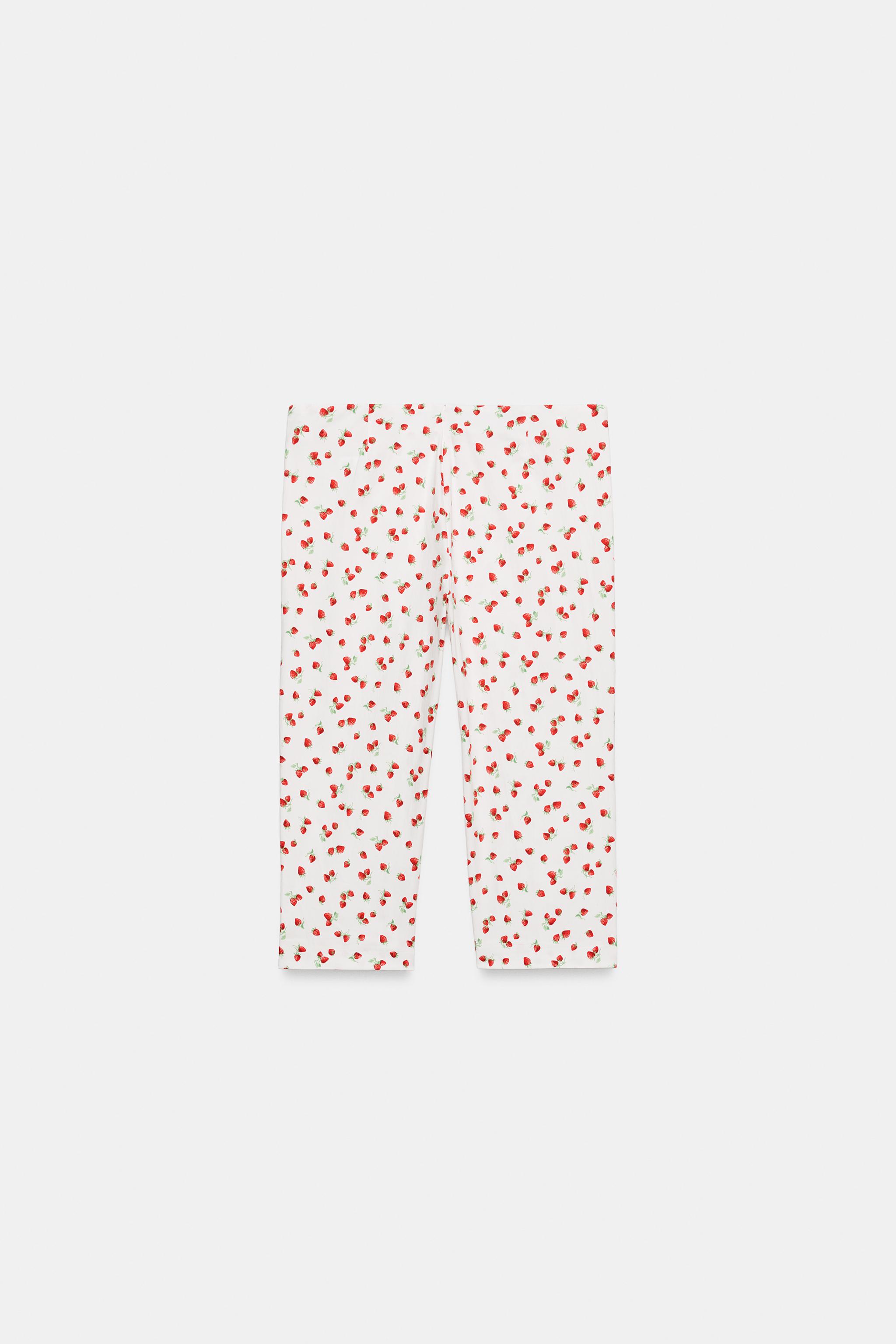 Женские брюки Zara STRAWBERRY PRINT CAPRI PANTS — фото 8