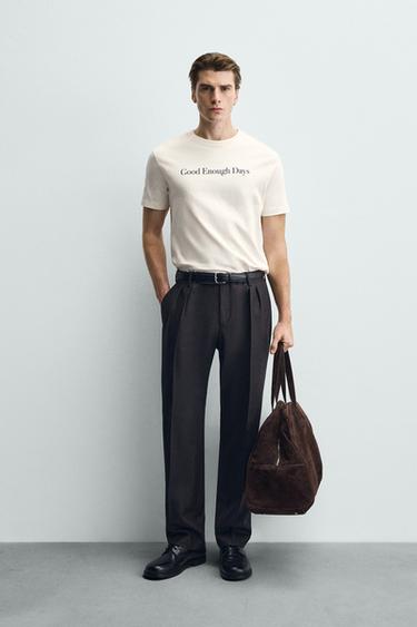 CAMISETA TEXTO ESTAMPADO - Crudo de Zara - Imagen 0