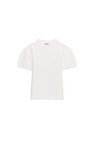 TOP PUNTO MANGA ABALONADA - Branco de Zara