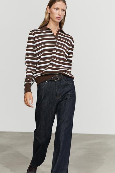 100% cotton striped polo shirt — Brown 2