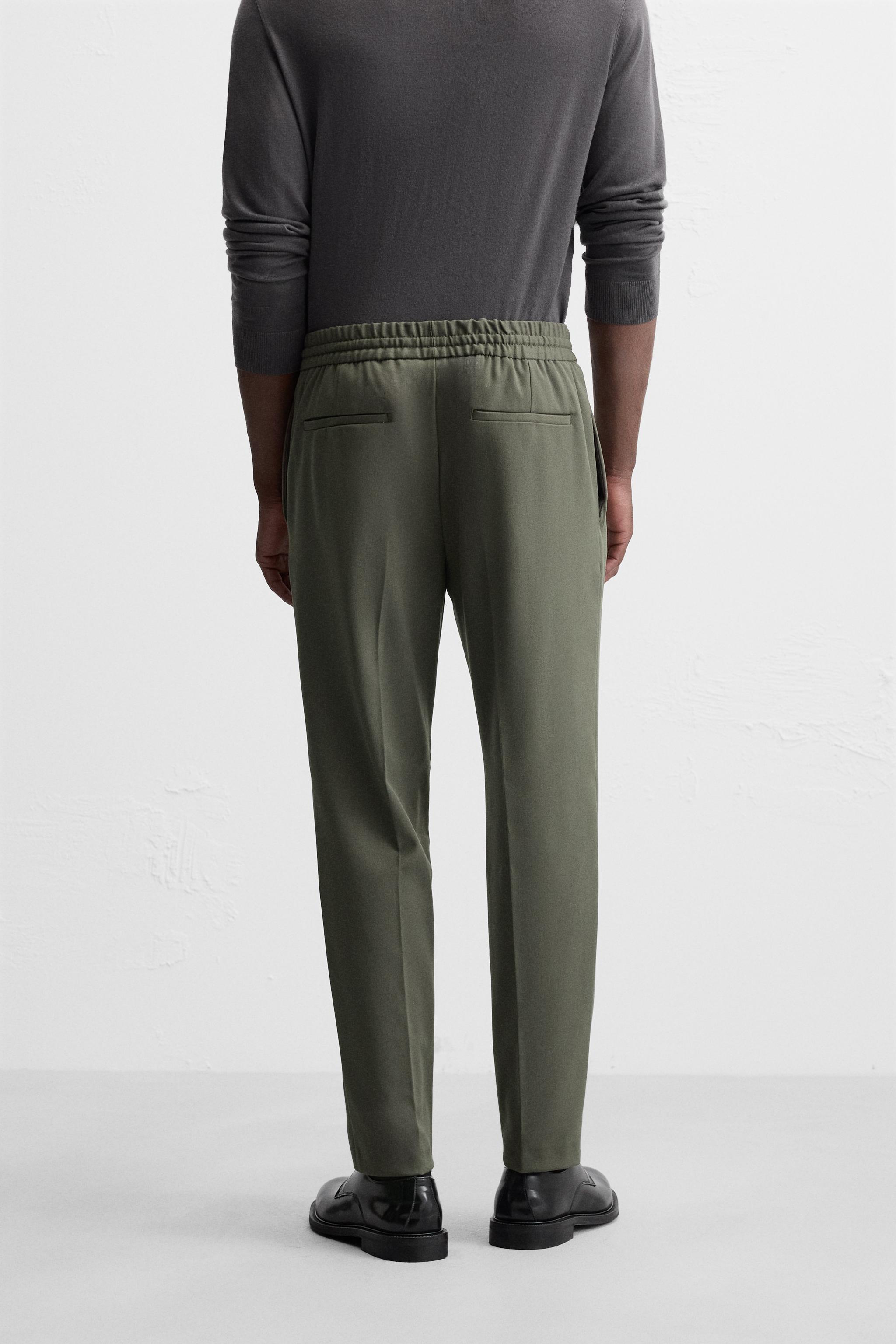 Pantalones Jogger ZARA Washed Waist Para Hombre Gris Oscuro