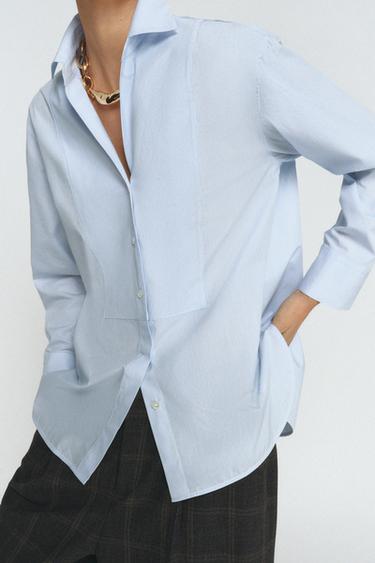 CHEMISE EN POPELINE ZW COLLECTION - rayures de Zara