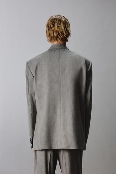 VESTE DE COSTUME STRUCTURÉE À RAYURES - Gris de Zara - Image 2