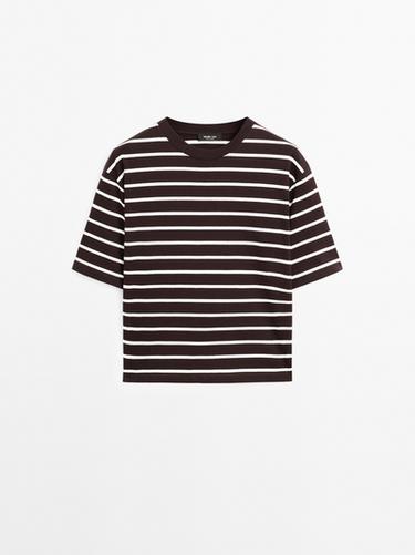Camiseta rayas 100% algodón - Marrón de Zara - Imagen 0