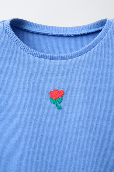 EMBROIDERED RIBBED TOP - Bluish by Zara - Image 2