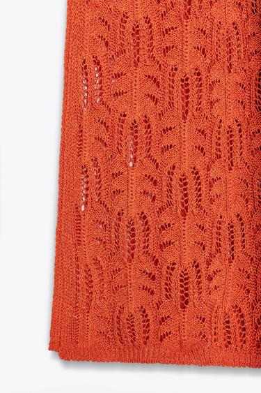POINTELLE KNIT MIDI DRESS - Orange by Zara - Image 6