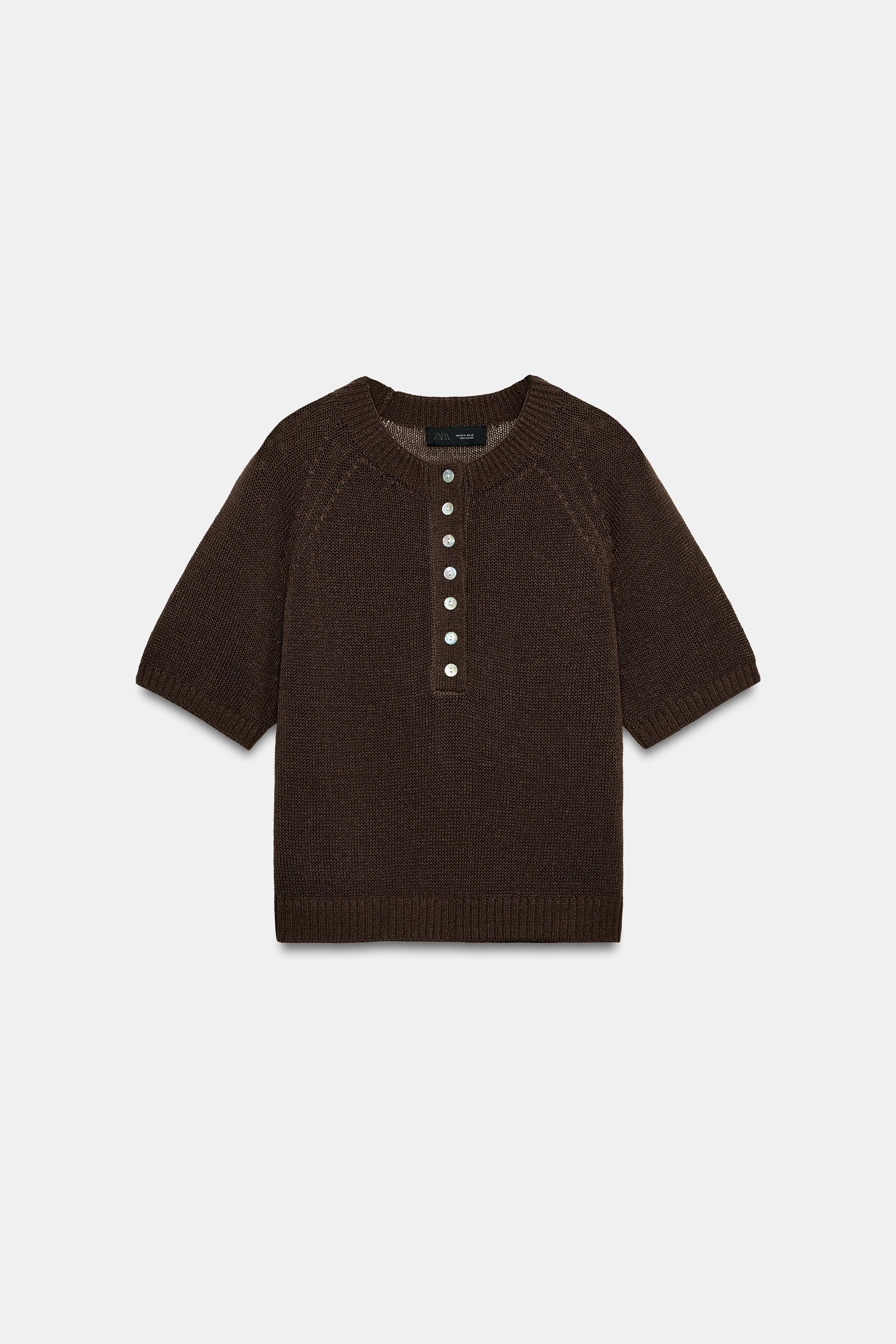 Женские свитеры Zara SHORT SLEEVE BUTTON KNIT JUMPER — фото 4