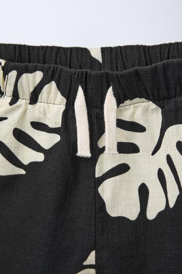 LEAF PRINT BERMUDA SHORTS - Black / Ecru by Zara - Image 2