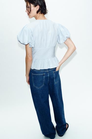 PUFF SLEEVE PINTUCK BLOUSE - Sky blue by Zara - Image 3
