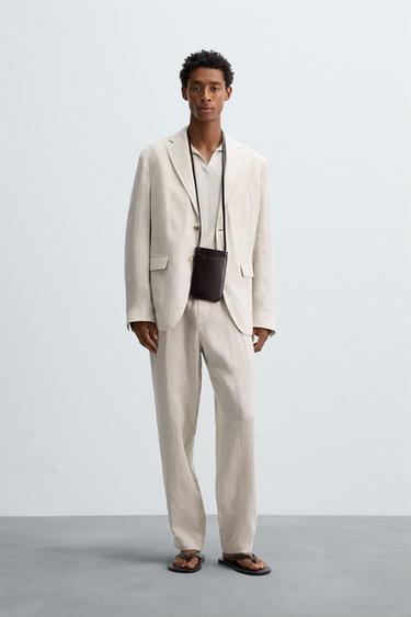 100% LINEN SUIT BLAZER - Sand by Zara