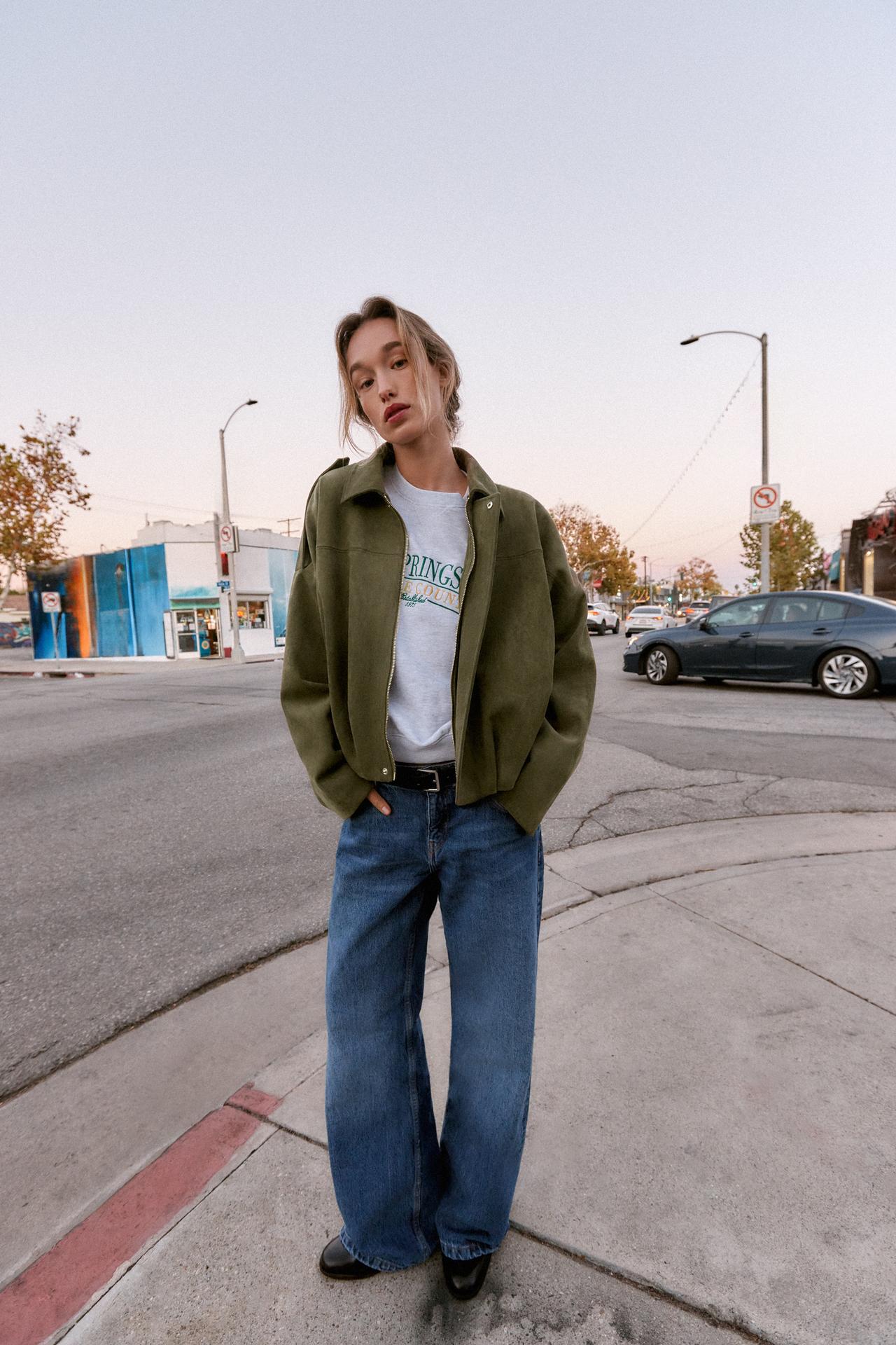 ZARA SUEDE EFFECT BOMBER JACKET
