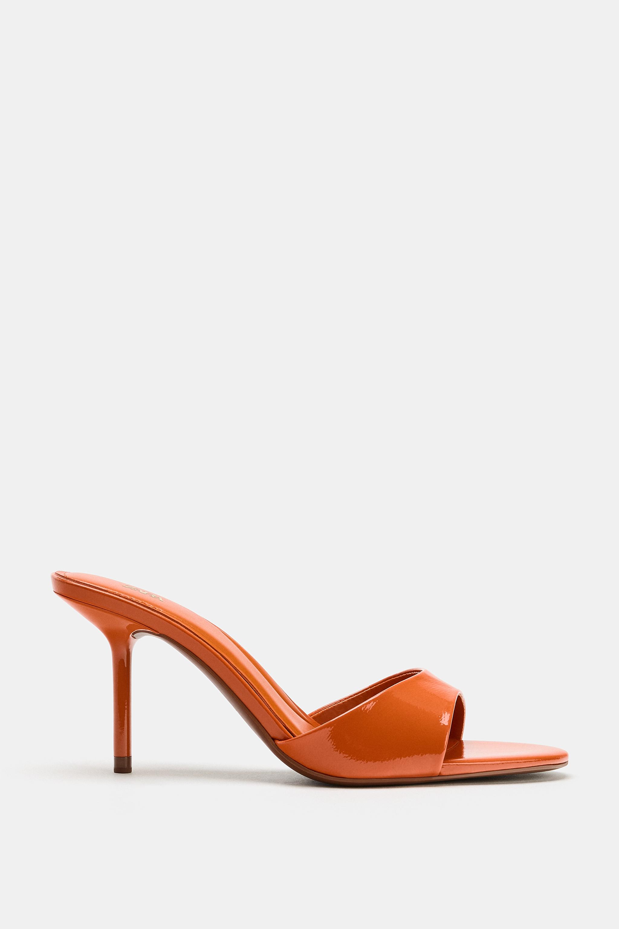 エナメル風ハイヒールミュール - オレンジ | ZARA Japan / 日本