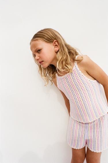TOP DE TRICÔ LISTRADO - Rosa-pastel da Zara