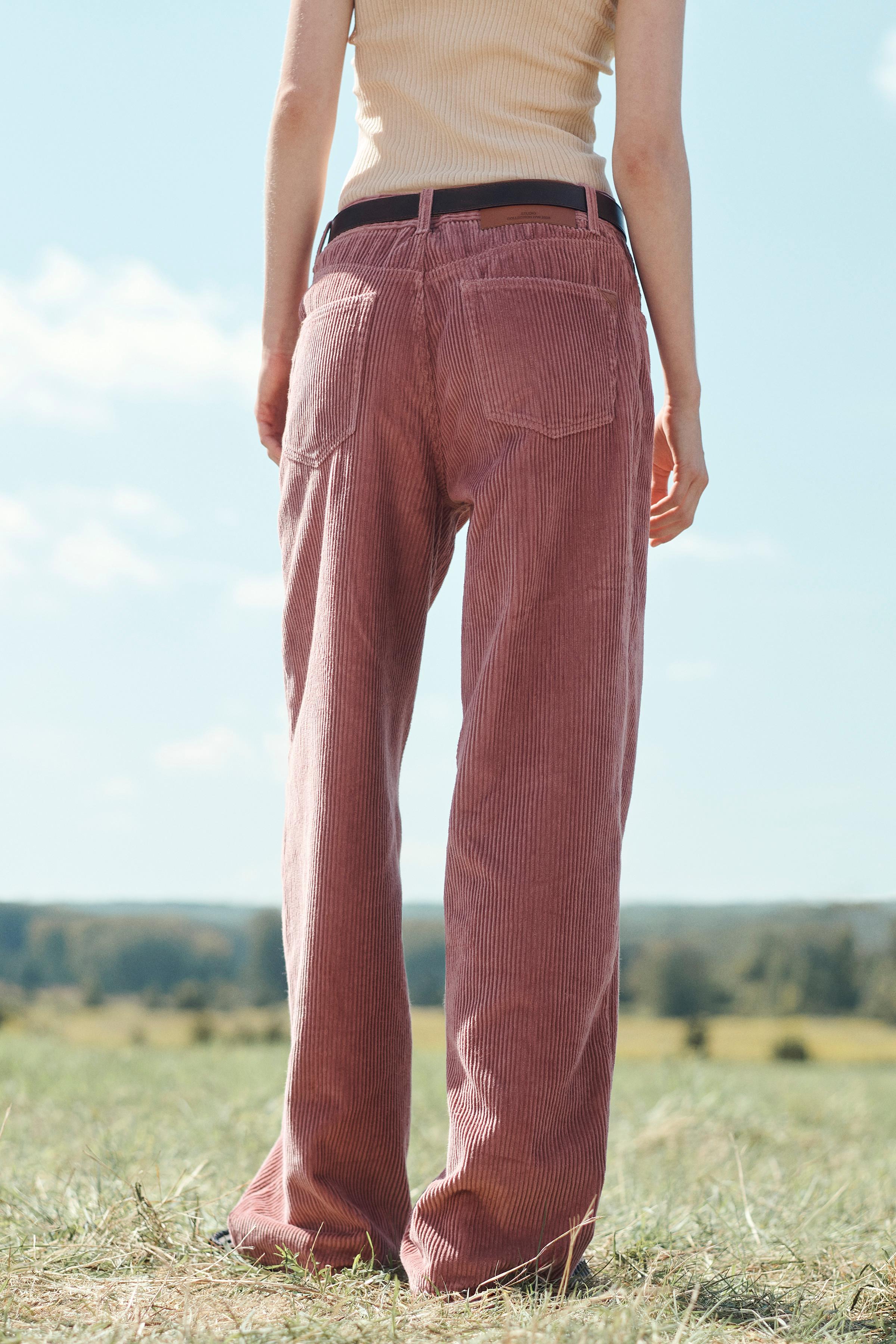 Wide Leg Zara Pink Corduroy Trousers Zara Pink Corduroy Pants Aida
