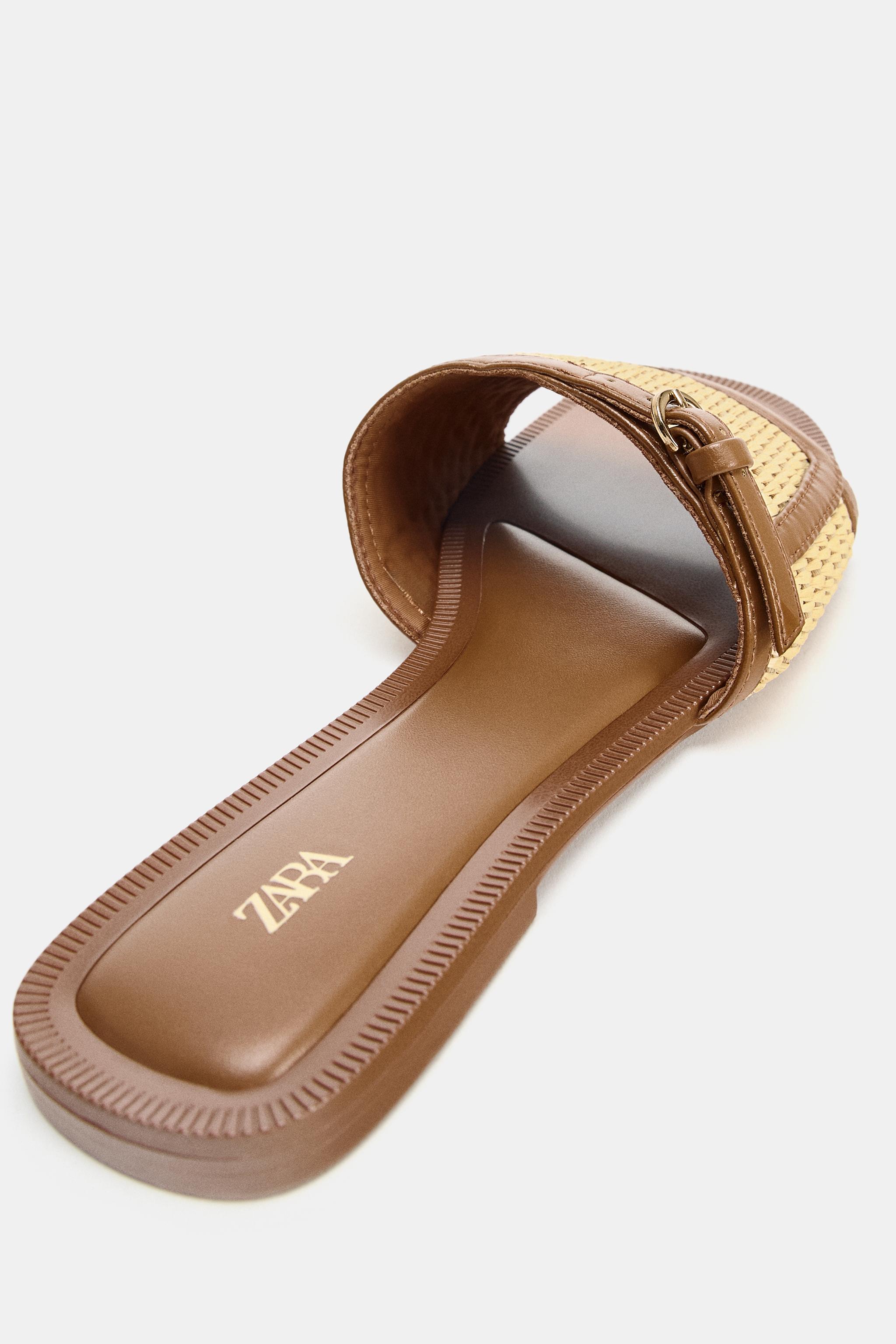 FLAT WOVEN BUCKLE SANDALS