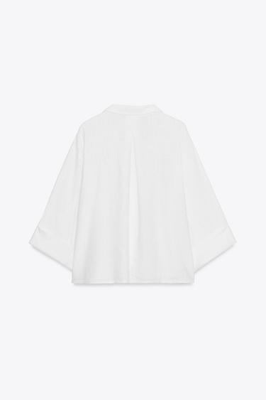 CHEMISE MANCHES LARGES ENTRE-DEUX - Blanc de Zara - Image 6