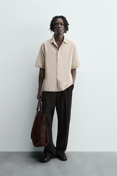 CAMISA ESTRUCTURA RAYAS - Beige de Zara - Imagen 0