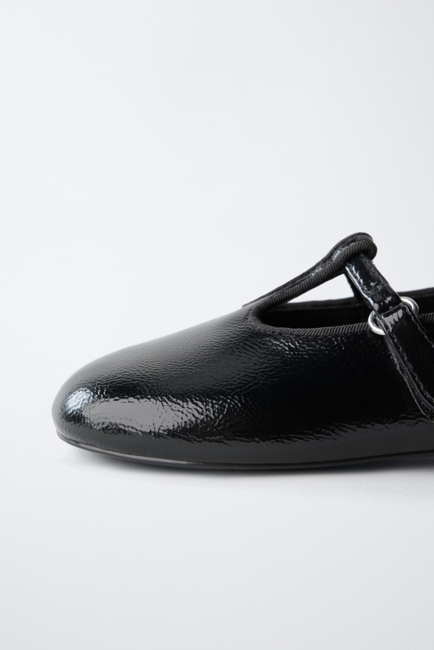 Детские балетки Zara Patent Buckle Ballet Flats, цвет: Чёрный — фото 6