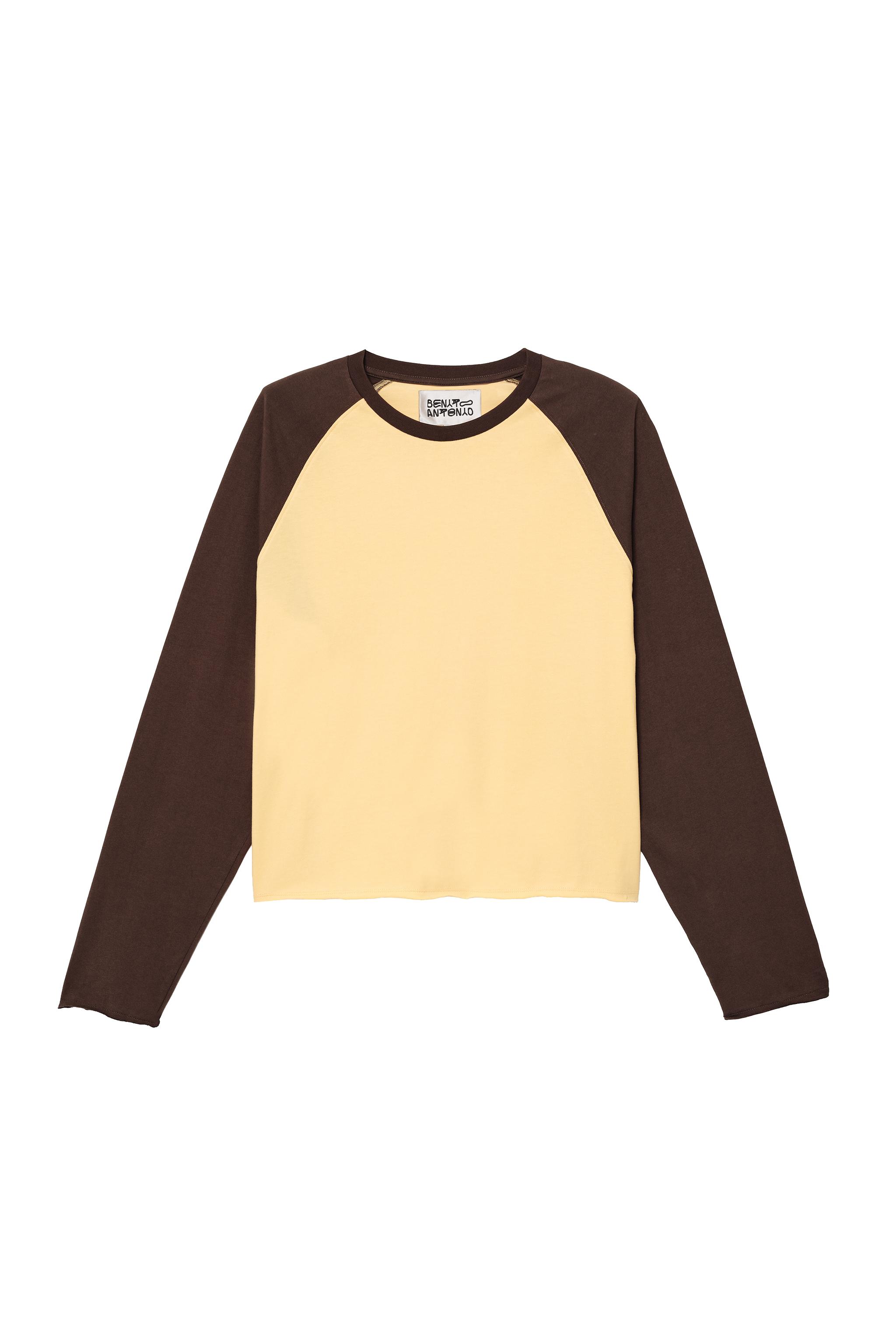 COLOR BLOCK CROPPED T-SHIRT — Khaki