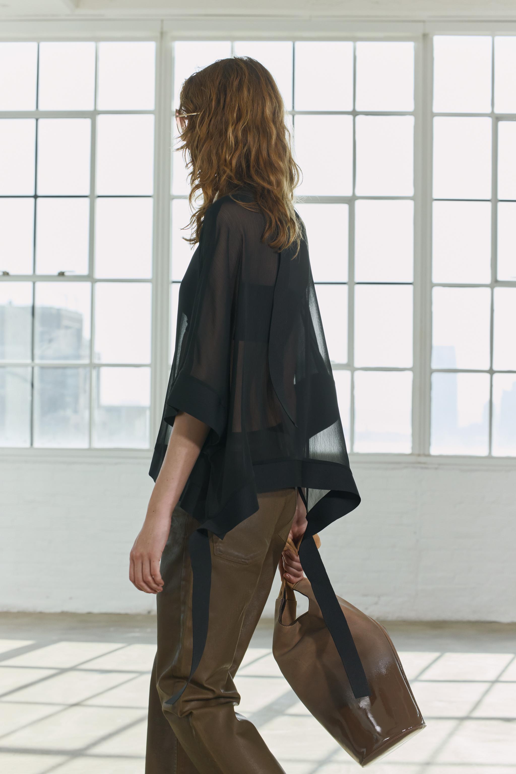 SEMI-SHEER RIBBONS CAPE TOP - Black | ZARA United States