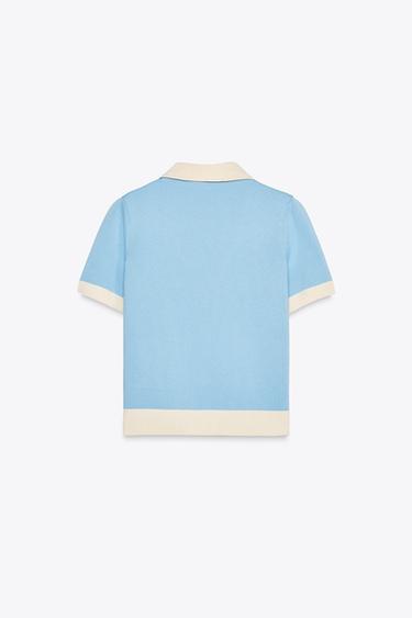 SHORT SLEEVE KNIT CARDIGAN - Light blue by Zara - Image 4