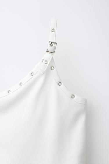 REGULAR ASYMMETRIC BUCKLE TOP - White by Zara - Image 2