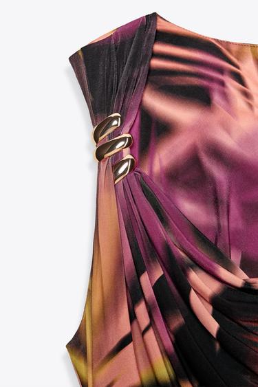 Zara APPLIQUÉ PRINT MIDI DRESS - Multicolored