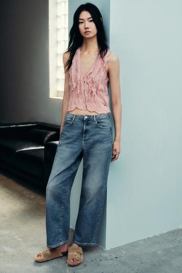 Zara JEANS Z1975 STRAIGHT LOOSE TIRO MEDIO - 藍色
