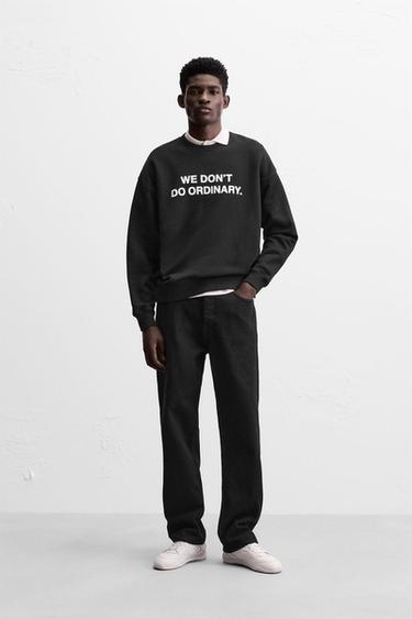 Zara TEXT PRINT SWEATSHIRT - Black - Image 0