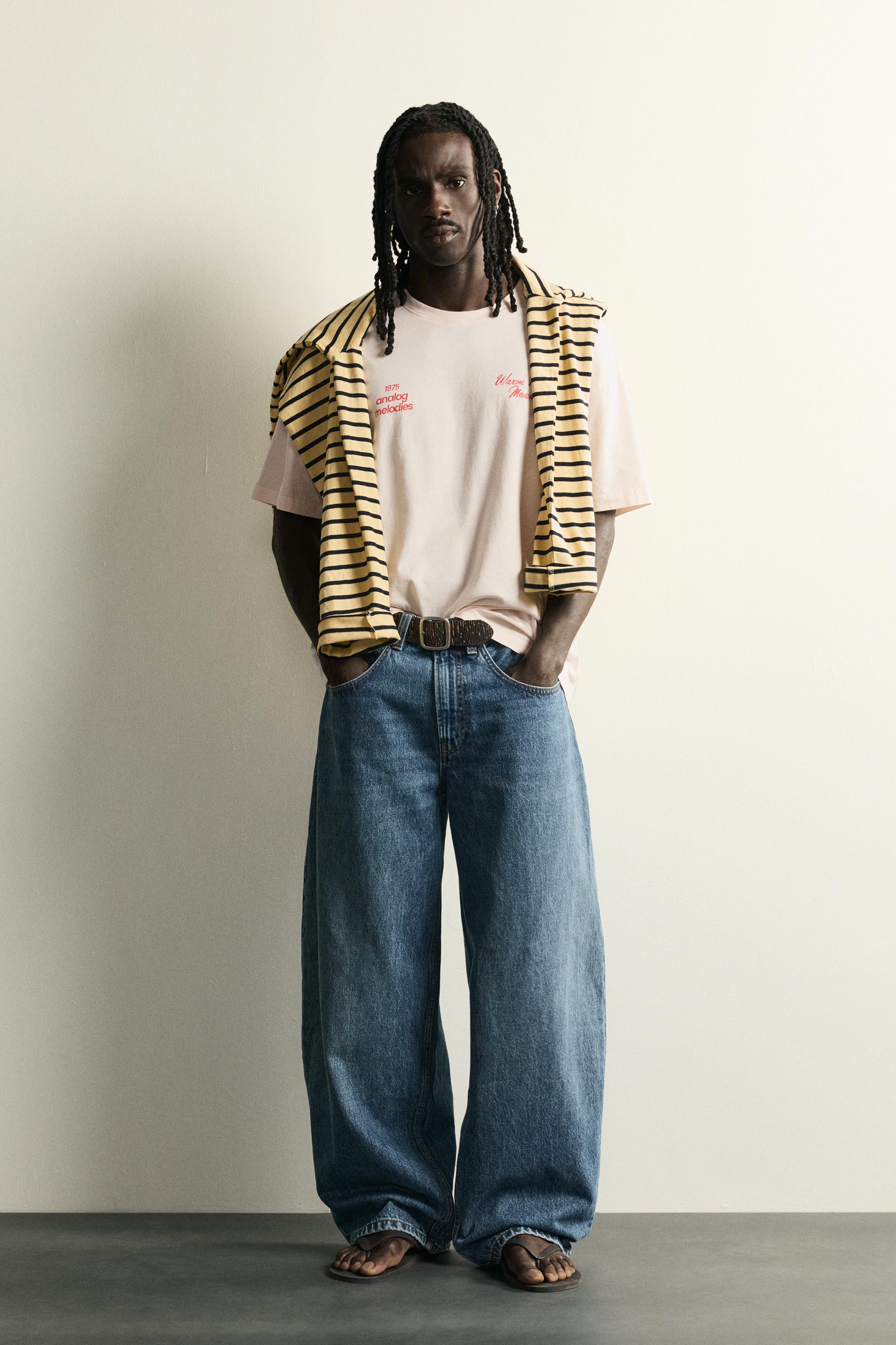 リラックスフィット ウォッシュドテキストTシャツ - ピンク | ZARA