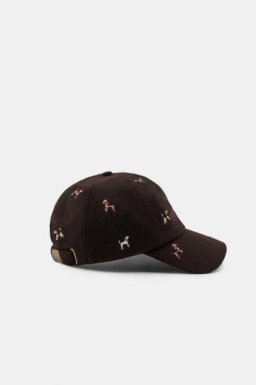 WOOL BLEND CAP WITH DOG EMBROIDERY - Brown by Zara - Image 4