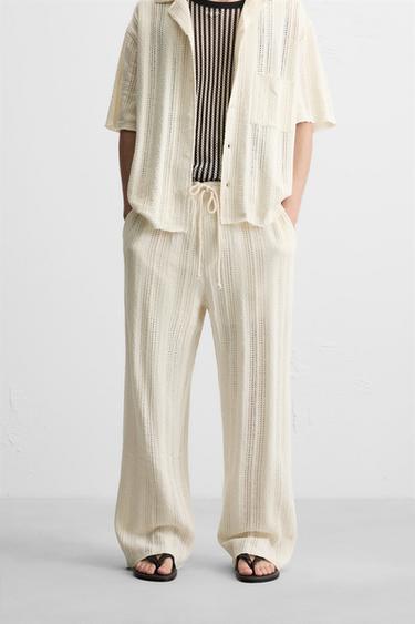 PANTALON STRUCTURE OUVERTE - Écru de Zara - Image 1