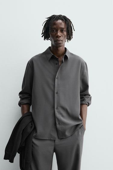 CAMISA FLUIDA RELAXED FIT - Gris de Zara