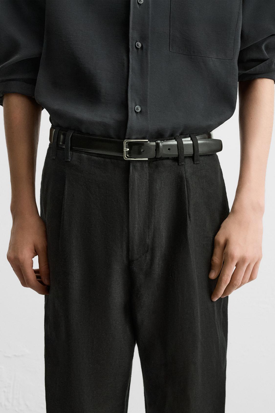 КОЖАНЫЙ РЕМЕНЬ С ОТСТРОЧКОЙ СВЕРХУ ОТ ZARA