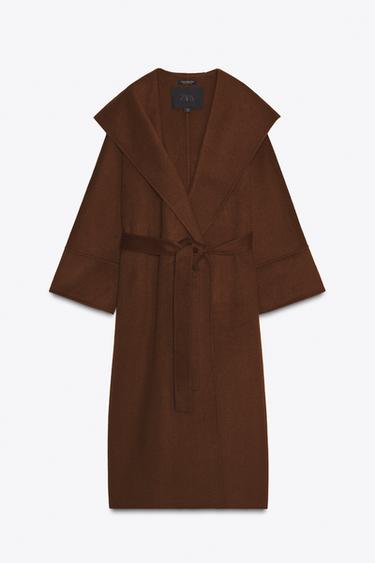 LONG BELTED COAT WITH WOOL ZW COLLECTION LIMITED EDITION - Brown by Zara - Image 5